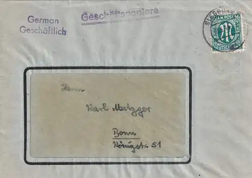 Bizone, AM Post Fernbrief mit EF.  Mi.-Nr.  25 A. sign. HettlerBPP