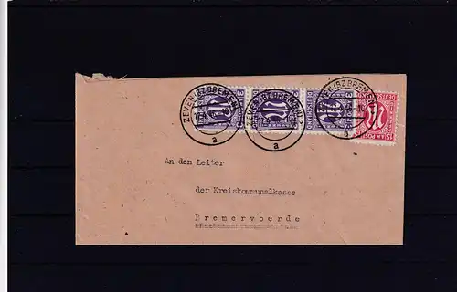 Bizone, AM Post Fernbrief mit MiF. Mi.-Nr. 8 z + 3 x 17 bA