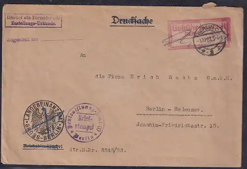 DR., Ortsbrief aus Berlin mit Gebühr bezahlt  