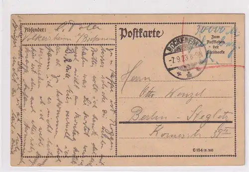 DR, Fern-Postkarte mit Gebühr bezahlt aus Bockenem