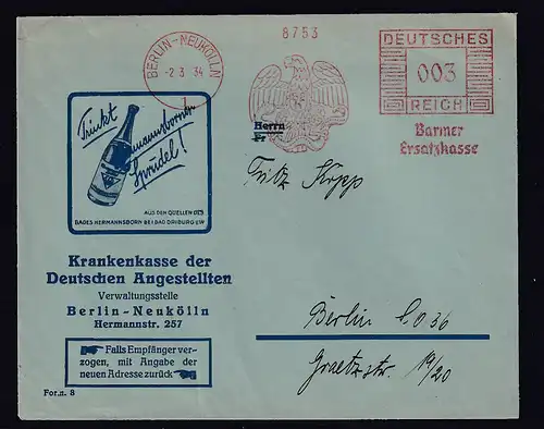 DR. Reklame-Brief, Krankenkasse der deutschen Angestellten Berlin-Neuköln