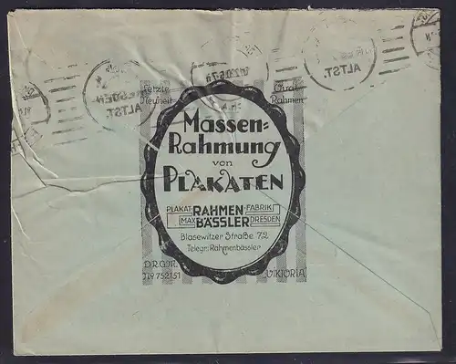 DR. Reklame-Brief, Plakat-Rahmen-Fabrik Max Bassler Dresden 