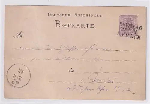 DR.,Ganzsache Mi-Nr. P 5  gelaufen mit BP-St., Breslau-Berlin