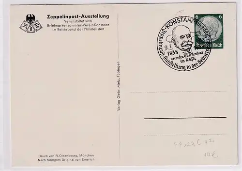 DR., Zeppelin-Privatganzsache-Karte PP 127 C 42 gestempelt.