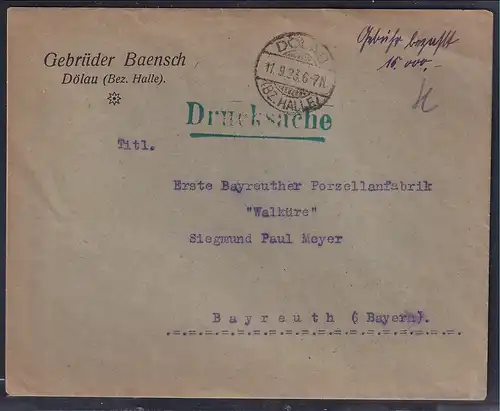 DR., Drucksache mit Gebühr bezahlt aus Dölau