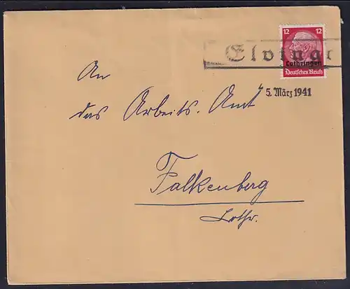 Dt.Besetzung 2.Weltkrieg,Lothringen, Fernbrief mit EF. Mi.-Nr 7, mit Notstempel.