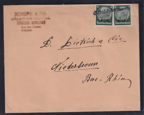 Dt. Besetzung 2. Weltkrieg, Elsaß, Fernbrief MeF. Mi.-Nr. 4 mit Notstempel