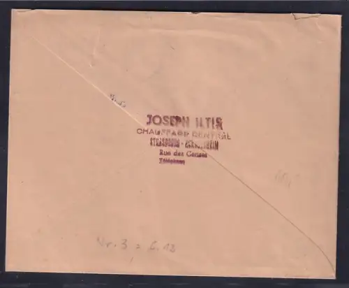 Dt. Besetzung 2. Weltkrieg, Elsaß, Fernbrief MeF. Mi.-Nr. 4 mit Notstempel