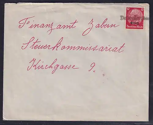 Dt. Besetzung 2. Weltkrieg, Elsaß, Fernbrief EF. Mi.-Nr. 7 mit Notstempel