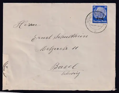 Dt. Besetzung 2. Weltkrieg, Elsaß, Ausland-Brief EF. Mi.-Nr. 10, Zensiert