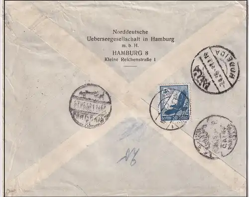 DR., Flugpostmarke auf Luftost-Auslandbrief mit Mi.F. Mi.-Nr.539 y FA. Schlegel