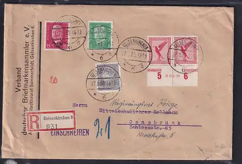 DR., Mi.-Nr. R-Fernbrief mit MiF. Mi.-Nr. 379 HAN.u.a.