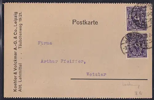 DR., Fernkarte aus Leipzig mit Firmenlochung