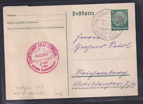 DR., Zeppelin-Karte Sudetenland Fahrt mit Mi.-Nr. ex 675 - 683 + P 226