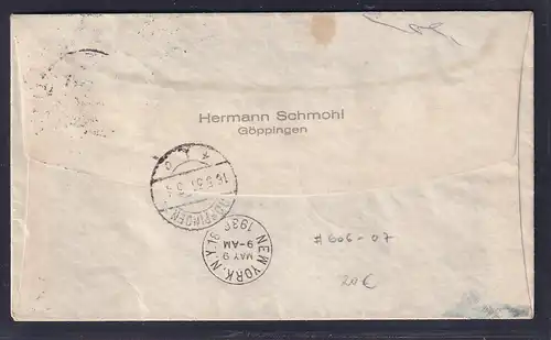 DR., Zeppelin-Brief Nordamerika Fahrt mit Mi.-Nr. 606 - 607