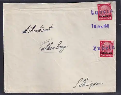 Dt.Besetzung 2.Weltkrieg, Lothringen, MeF. Mi.-Nr  7, mit Notstempel Lubeln