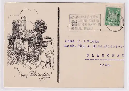 DR.,Mi.-Nr.  356 EF. auf Burg Rheinstein-Karte