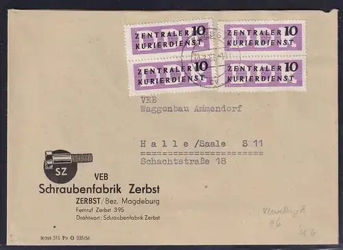 DDR. ZKD-Brief, Fernbrief mit MeF. Dient-B. Mi.-Nr.  6