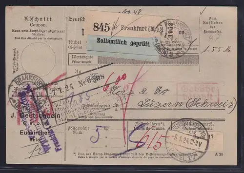 DR., Ausland-Paketkarte mit  Gebühr bezahlt aus Frankfurt