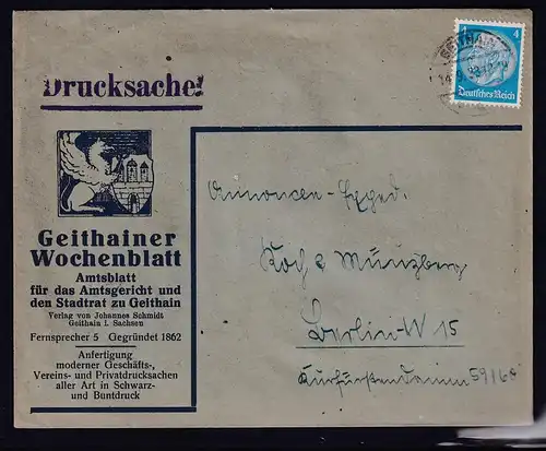 DR. Reklame-Brief, Geithainer Wochenblatt 