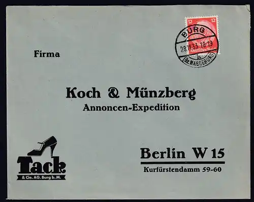 DR. Reklame-Brief, Tack &  Cie. AG, Burg b. Magdeburg