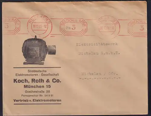 DR. Reklame-Brief, Süddeutsche Elektromotoren Gesell. Koch, Roth & Co.München 