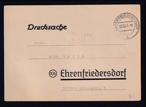 DR., Drucksache mit gebühr bezahlt aus Ehrenfriedersdorf