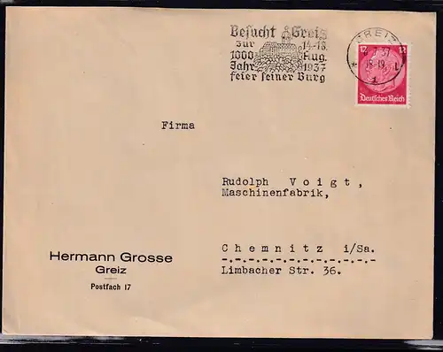 DR.,Reklamebrief Hermann Grosse, Greiz