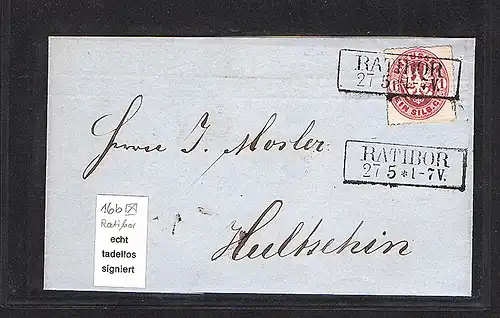 AD. Preußen Mi.-Nr. 16 b von Ratibor gelaufen, sign. Btrettl.