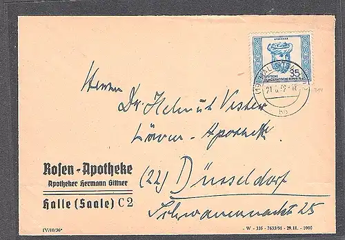  DDR Fernbrief mit EF. Mi.-Nr. 314