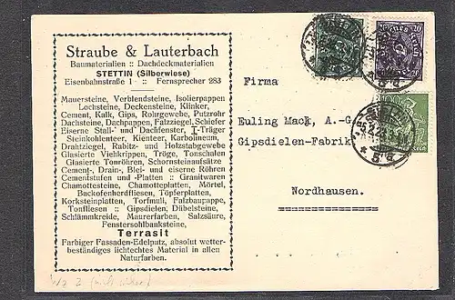 DR. Reklamekarte aus Stettin-Silberwiese, Straube & Lauterbach