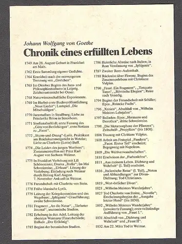 DDR -  BRD - Gedenkblatt, 150 Todestag  von Goethe 1982