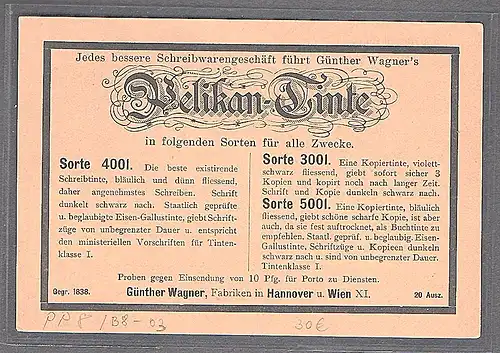 DR., Privatganzsache PP 8-B8/03, Günther Wagner, Pelikan Tinte, gest.