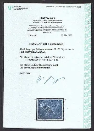 SBZ., Mi.-Nr. 231 b, gestempelt, FA. Mayer.