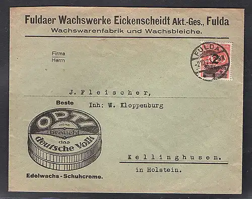 DR. Reklame-Brief, Fuldaer Wachswerke Eickenscheidt akt.-Ges.