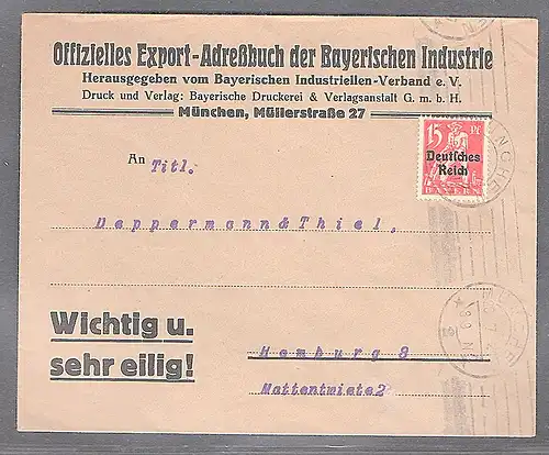 DR. Reklame-Brief, Offizielles Export-Adreßbuch der Bayerischen Industrie.