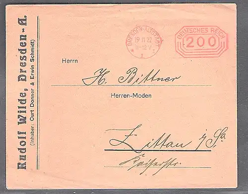 DR. Reklame-Brief, Rudolf Wilde, Dresden-A.