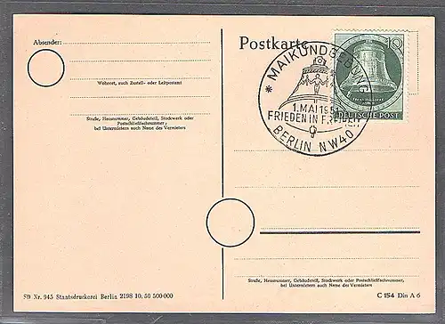 Berlin Mi.-Nr. 76 auf Karte mit ESST/FDC