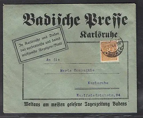 DR. Reklame-Brief, Tageszeitung, Badische Presse.