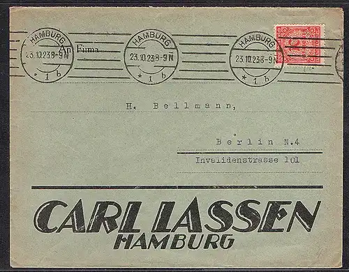 DR. Reklame-Brief,  Carl Lassen Hamburg