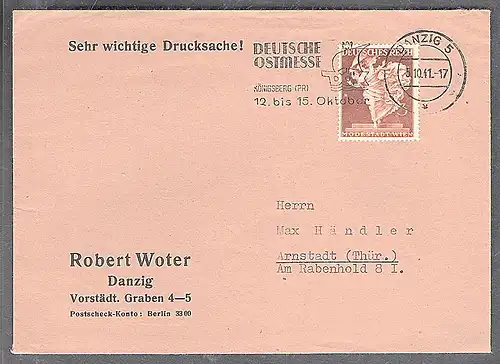DR. Reklame-Brief, Robert Woter, Danzig.