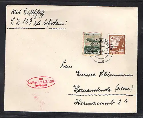 DR., Zeppelin-Brief, LZ 129  mit MiF. Mi.-Nr. 533 + 607