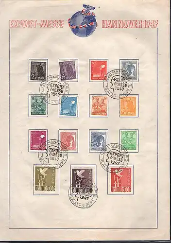 All.Besetzung, Gedenkblatt Hannover Export-Messe 1947, mit Mi.-Nr. 961 I