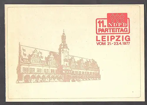 DDR - Gedenkblatt, 11. NDPD Parteitag, Leipzig, B3-1977 