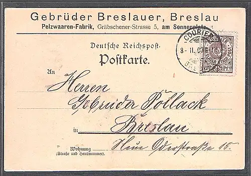 Privatpost, Breslau EF. Mi.-Nr. G2 als Ortskarte.