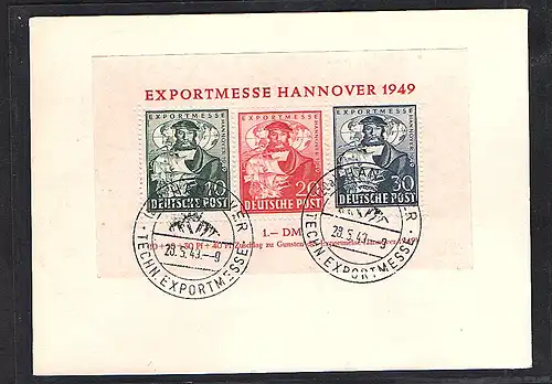 Bizone, R-Auslandkarte mit EF, Mi.-Nr. Block 1 c, FA. SchlegelBPP.