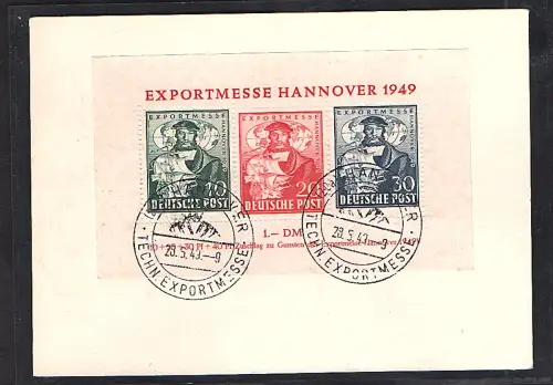 Bizone, R-Auslandkarte mit EF, Mi.-Nr. Block 1 c, FA. SchlegelBPP.