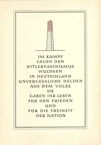 DDR - Gedenkblatt, Gedenkstätte Sachsenhausen,  A1-1961 b, in Bronze