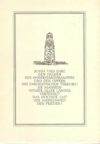 DDR - Gedenkblatt, Gedenkstätte Sachsenhausen,  A2-1958 b, in Bronze