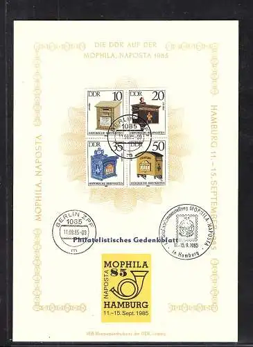 DDR - Gedenkblatt, Die DDR auf der MOPHILA, NAPOSTA 1985, B21-1985